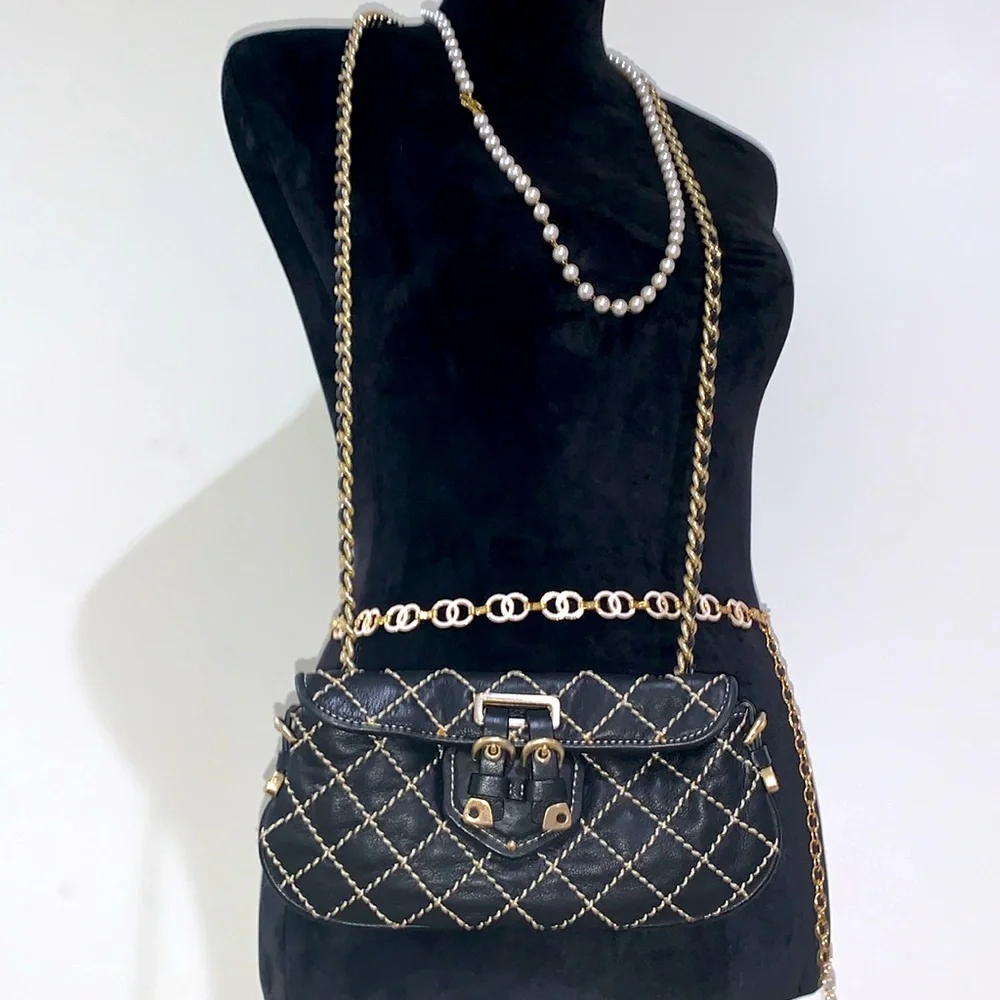 Vintage Y2K Juicy Couture Wild Stitch Quilted Leather Crossbody Bag Rare